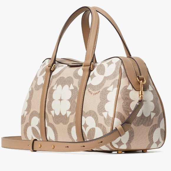 Kate Spade New York Spade Flower Monogram Sutton Medium Tote  New Kate Spade Spade Flower Monogram Coated Canvas Satchel Natural Multi
